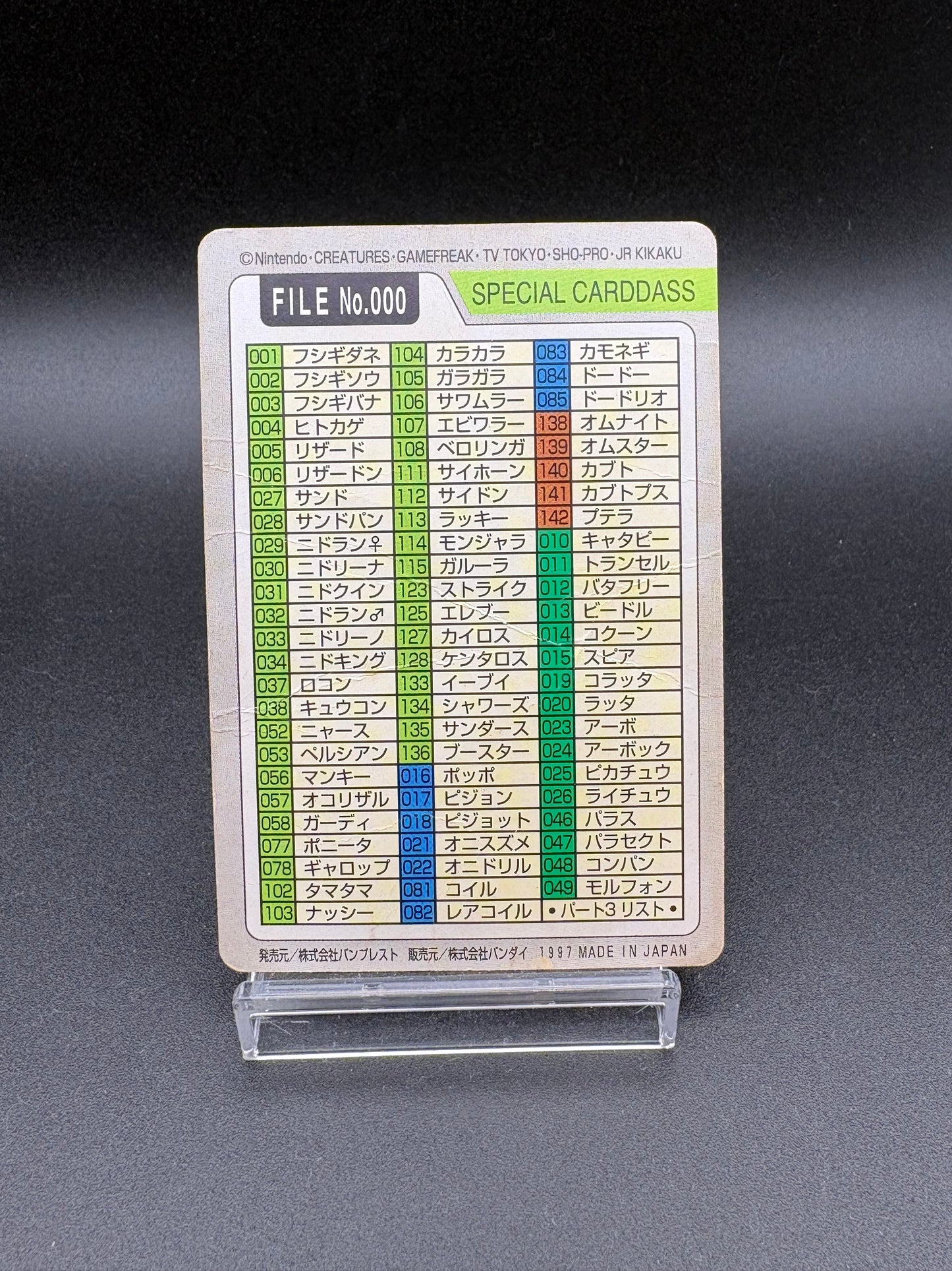 1997 Pokemon Bandai Carddass Special Card FILE No.000 Holo Ash Pikachu