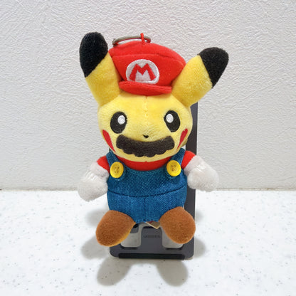 Mario Pikachu Mascot Plush Keychain Pokemon Center Limited Japan 2016 Exclusive