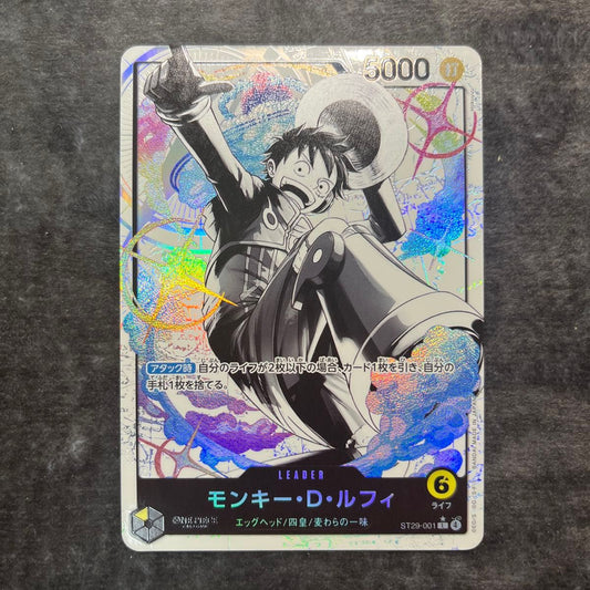 Monkey D Luffy ST29-001 L Parallel Leader Manga Black & White One Piece Card JPN